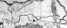 Plán plochy medzi Hornádom a mlynským náhonom vypracovaný niekedy po 29. apríli 1747 majorom Klaudiom de Rochelle.