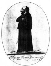 Vyobrazenie Ignáca Martinoviča, hlavného vodcu uhorských jakobínov.